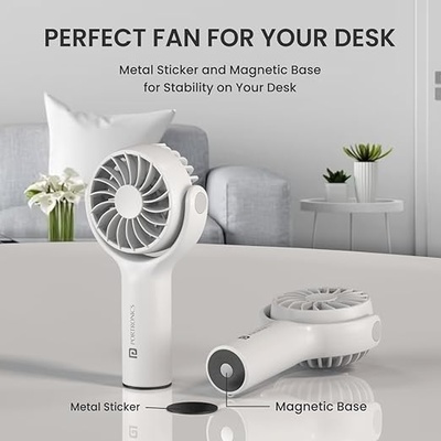 Portronics Toofan Mini Portable Rechargeable Fan with 3 Speed Modes, Upto 7800 RPM Max Speed, 2000 mAh Battery, Type C Charging Port, Magnetic Base for Stability