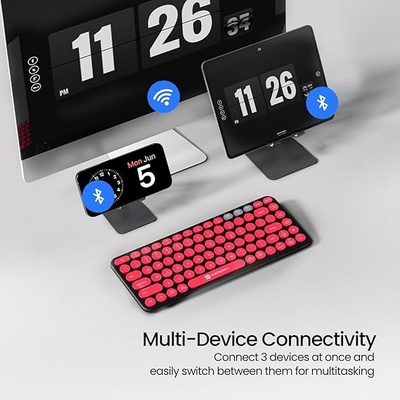 Portronics Bubble 2.0 Wireless Keyboard with Bluetooth + 2.4 GHz Receiver, Connect 3 Devices, Compact TKL Size, 10m Working Range, Function Shortcut Keys, for Laptop, PC, Smartphone, Tablet