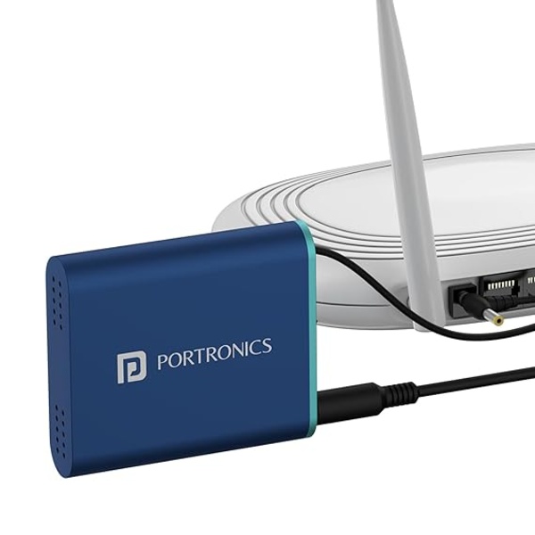 Portronics Power Plus Advanced Mini Router UPS for 12V DC WiFi Router Broadband Modem, 4 Hours Playback, Router UPS Power Backup During Power Cuts, Surge & Discharge Protection, Portable UPS(Blue)