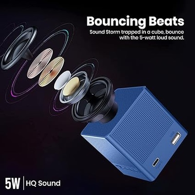 Portronics Bounce 2 5W Portable Bluetooth Speaker with in-Built FM Radio, Type C Charging Port with 5 Hrs Playback(Blue)