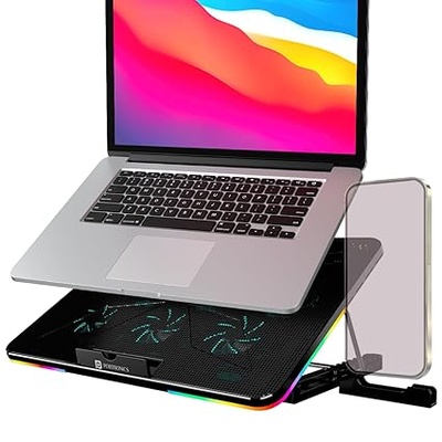 Portronics My Buddy Air Cooling Pad Laptop Stand with 6 Cooling Fans, RGB Lights, 7 Adjustable Heights, Mobile Stand for Upto 17 Inches Laptop (Black)