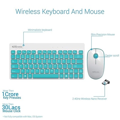 Portronics Key2-A Combo of Multimedia Wireless Keyboard & Mouse, Compact Light-Weight for PCs, Laptops and Smart TV, Black