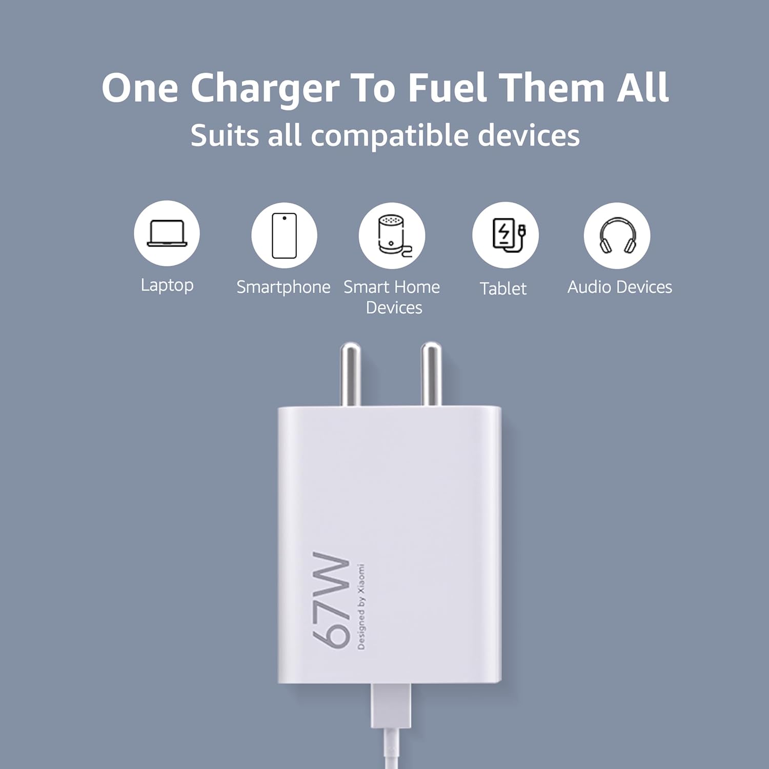 MI Xiaomi 67W Fast Charger USB-C Charging Adapter ,Quick Charge 4.0 Power Delivery PD Charger with Cable for Redmi Note, Poco, Mi Phone Series (White)