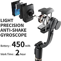 Gimbal Stabilizer for Smartphone with Extendable Bluetooth Selfie Stick and Tripod, Multifunction Remote 360 Automatic Rotation, for iPhone/Android