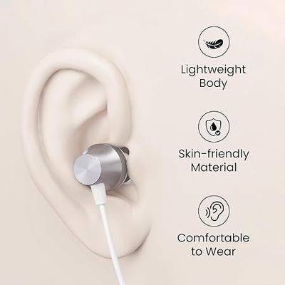 Portronics Conch Theta A in Ear 3.5mm Wired Earphones with In Line HD Mic, Powerful Audio, 14.2mm Dynamic Driver, Unique Earbuds Design, TPE Anti Tangle Wire