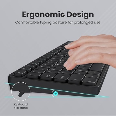 Portronics Key8 Combo Wireless Keyboard and Mouse Set with 2.4 GHz Wireless, Large Keycaps, 104 Keys, Adjustable Mouse Sensitivity, 12 Multimedia Hotkeys, USB Receiver for PC, Laptop, Mac (Black)