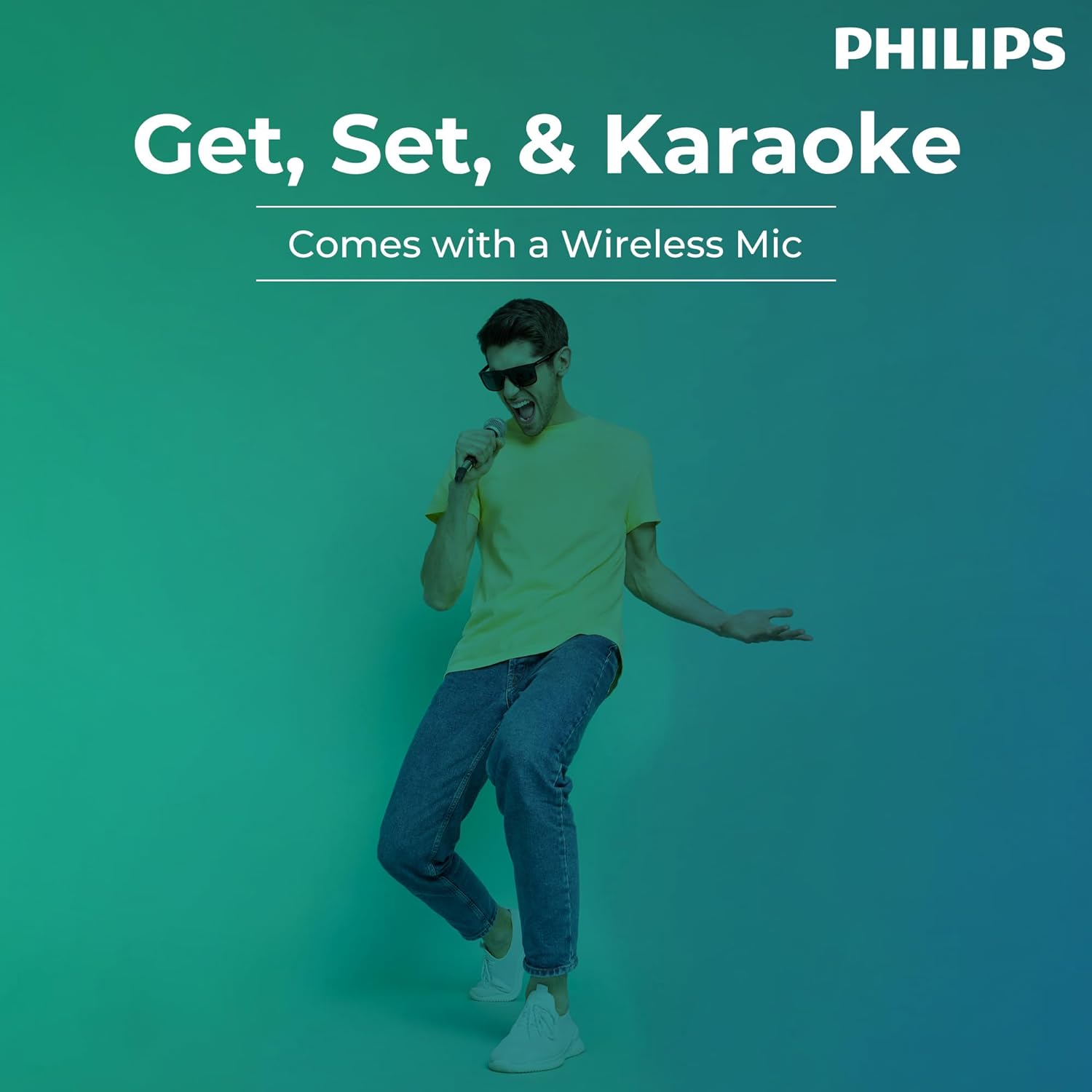 Philips Audio SPA9085 2.0CH 100W Multimedia Tower Speakers with Wireless Microphone – USB, AUX, FM, Mic Inputs & Thumping Bass for Karaoke (Black)