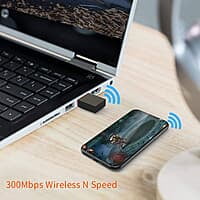 Tenda U3 WiFi Dongle 300Mbps USB Wireless Adapter, 2.4GHz, 2 Internal Antennas, USB 2.0, WPS, Soft AP Mode, Supports Windows 10/8.1/8/7 / XP, Mac OS, Linux (Black)