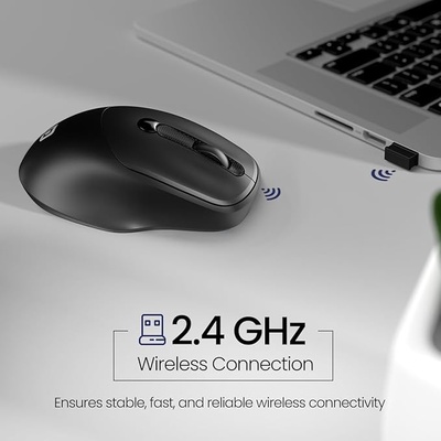 Portronics Toad 35 Wireless Mouse with 2.4 GHz Wireless, Adjustable Sensitivity, USB Receiver, Ergonomic Design, for Laptops, Desktops PC, Mac (Black)