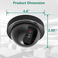 Fake Wired Security CCTV Dome Camera with Flashing Red LED Light