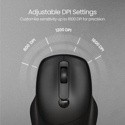 Portronics Toad 35 Wireless Mouse with 2.4 GHz Wireless, Adjustable Sensitivity, USB Receiver, Ergonomic Design, for Laptops, Desktops PC, Mac (Black)