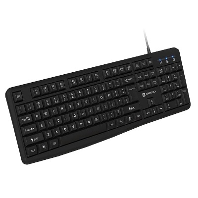 Portronics Ki-Pad 4 USB Wired Keyboard with Fn Multimedia Hotkeys, Full-Size Layout with Num Pad, Ergonomic Design, 1.5m USB Cable, for Laptop, PC, Mac (Black)