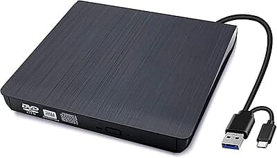 Portable USB Pop-up External DVD-RW Drive for Windows, Linux, Mac – Plug & Play DVD Player & Writer