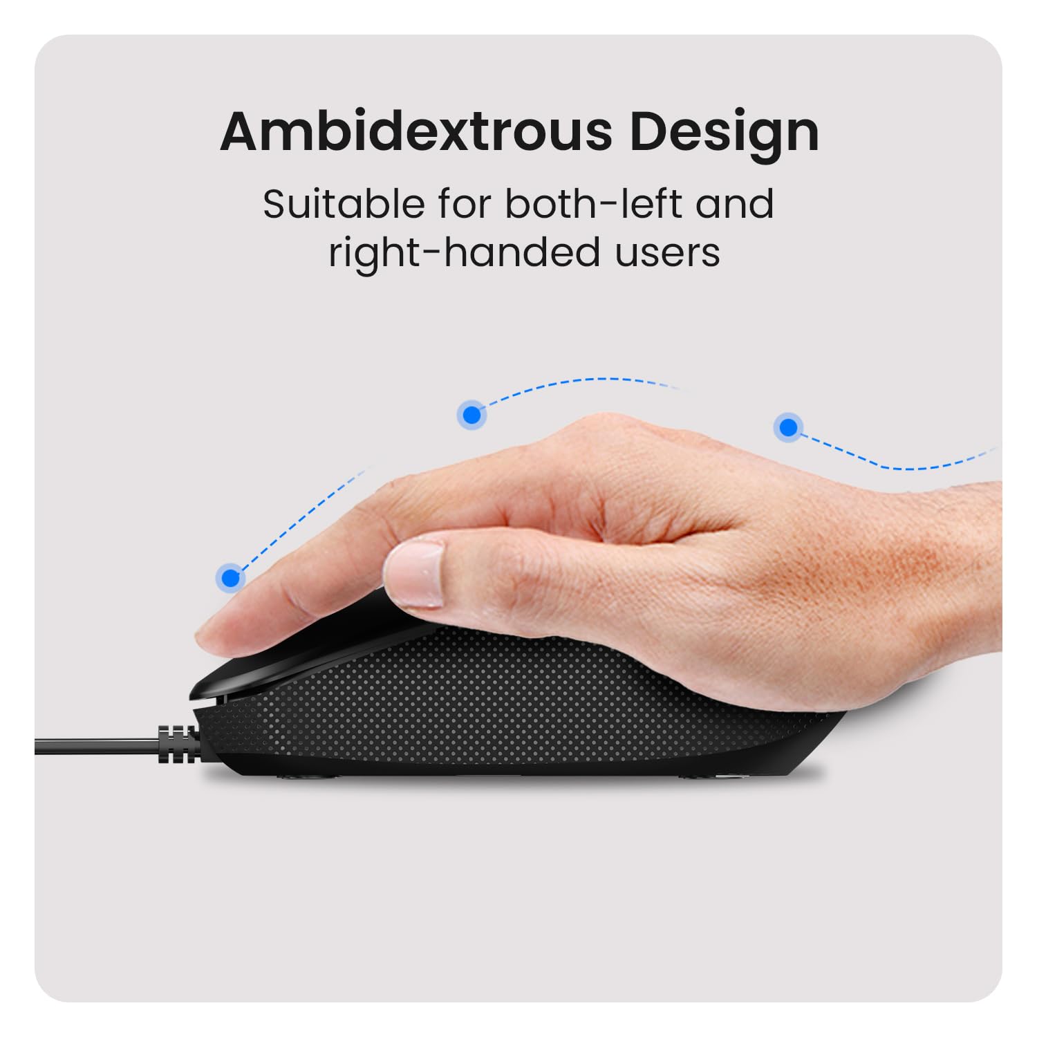 Portronics Toad 102 Wired Mouse with 3 Buttons, Clickable Scroll Wheel, High-Precision 1200 DPI Optical Sensor, 1.5m Long Cable, Ergonomic Ambidextrous Design for PC & Laptop