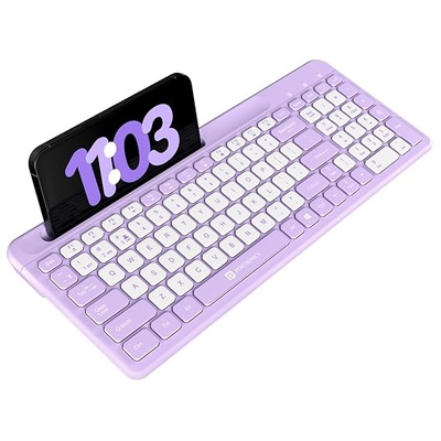 Portronics Bubble Square Wireless Keyboard with Bluetooth + 2.4 GHz USB Receiver (Dual Connectivity), Pair 3 Devices Max, Multimedia Hotkeys, for Laptop, PC, Smartphone, Tablet