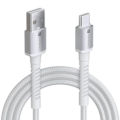 Portronics Konnect X 3A Unbreakable Nylon Braided USB to Type C Fast Charging Cable 2M Long, Supports All Type C Smartphones and Devices