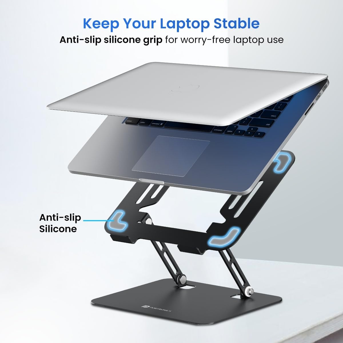 Portronics My Buddy K3 Pro Adjustable Laptop Stand | Foldable, Portable Design | Carbon Steel Body for Laptops & Tablets up to (39.62 cm )15.6" | Enhanced Airflow & Ergonomic Comfort (Grey)