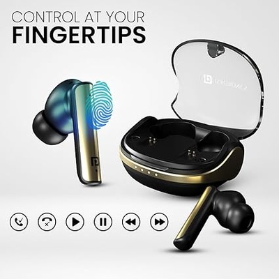 Portronics Harmonics Twins S7 True Wireless in Ear Earbuds with 35Hrs Playtime, Auto ENC, Quad Mic,13mm Driver, Touch Control, BT 5.3v, Voice Assistant, Type C Charging Port