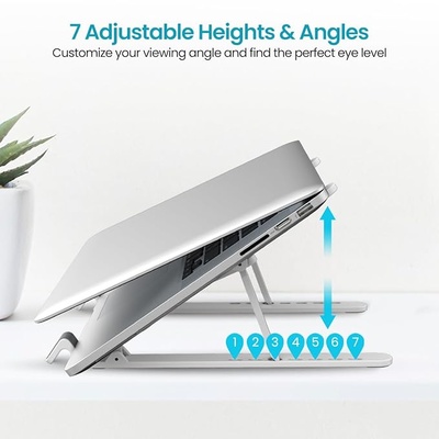 Portronics My Buddy K Lite Foldable Laptop Stand with Adjustable Heights, Anti-Slip Silicone Pads, Collapsible Design, 5 kg Max Weight, ABS Build, Portable & Lightweight Holder Riser (White)