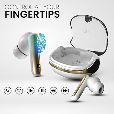 Portronics Harmonics Twins S7 True Wireless in Ear Earbuds with 35Hrs Playtime, Auto ENC, Quad Mic,13mm Driver, Touch Control, BT 5.3v, Voice Assistant, Type C Charging Port