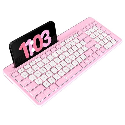 Portronics Bubble Square Wireless Keyboard with Bluetooth + 2.4 GHz USB Receiver (Dual Connectivity), Pair 3 Devices Max, Multimedia Hotkeys, for Laptop, PC, Smartphone, Tablet