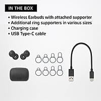 Sony LinkBuds WF-L900 Truly Wireless Bluetooth in Ear Earbuds, Open-Ring Design, Ambient Sound, 17.5 Hrs Battery (Black)