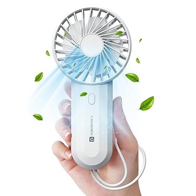 Portronics DualBreeze Handheld Mini Portable Fan With Dual Fan Technology, Upto 4 Hours Playtime, 3 Speed, Low Noise, Rechargeable Fan Ideal for Indoor,Outdoor,Home,Office,Kitchen,Makeup & Travel Use