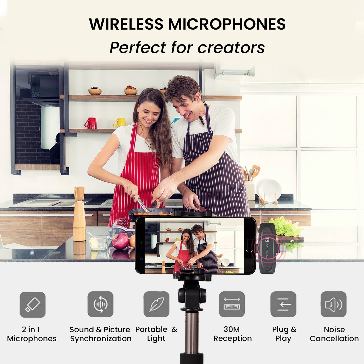 Portronics Vlogmate Dual Mic Omnidirectional Wireless Microphone