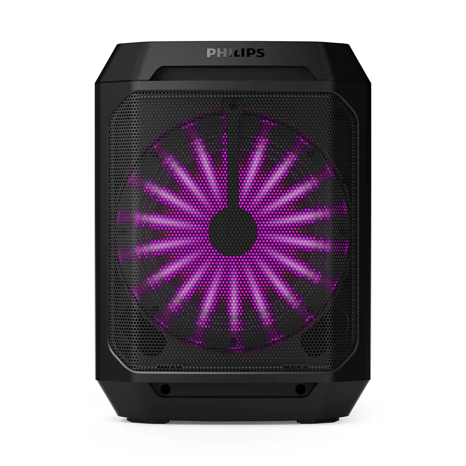 Philips New TAX2208 Bluetooth Party Speaker,30W Dynamic Bass Boost, 3000mAh Battery, Aux-in, Karaoke Mic Input, Wireless Pairing for Stereo Sound, Built-in Easy to Carry Handle, Dynamic Light Modes