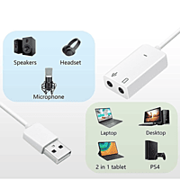 7.1 Channel 5Hv2 USB Sound Card With 3.5 mm Headphone and Microphone Socket Adapter with Mic