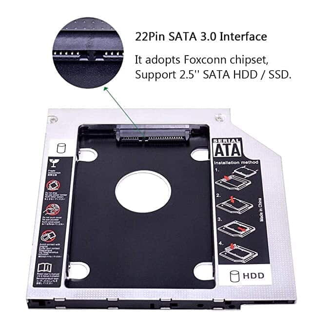 Second HDD Caddy 9.5 mm SATA 2.0 Slim SATA III Hard Drive