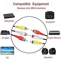 3 RCA Male to 3 RCA Male Stereo Audio Video Cable 1.5M