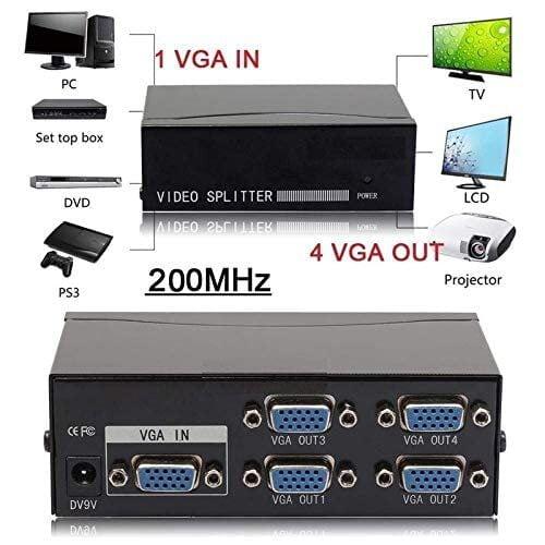 2 Port VGA Splitter 1X2, 1 Input 2 Output VGA Switcher 1 PC to 2 Monitors,Video Distributor Converter (VGA Splitter 1 in 2 Out)