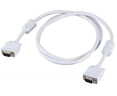 VGA Cable Male to Male For PC Monitor LCD LED (White)