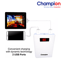 Champion Z-10 10400mAh Digital Power Bank - High-Capacity Portable Charger with LED Display ( Multicolor)