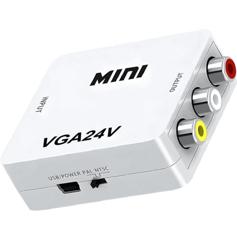 VGA to AV Converter Adapter With Audio 1080P Quality (White)