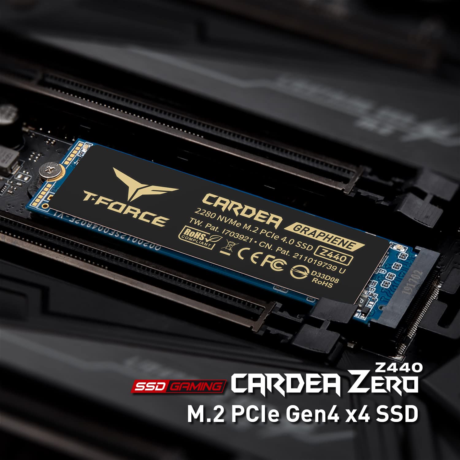 TeamGroup T-Force Cardea Zero Z440 Nvme M.2 2280 Pcie Gen 4 Gaming SSD, 3D NAND TLC, DRAM Cache, Graphene Heatsink, Internal Solid State Drive, Speed Upto 5000/4400MB/s, High Performance Storage