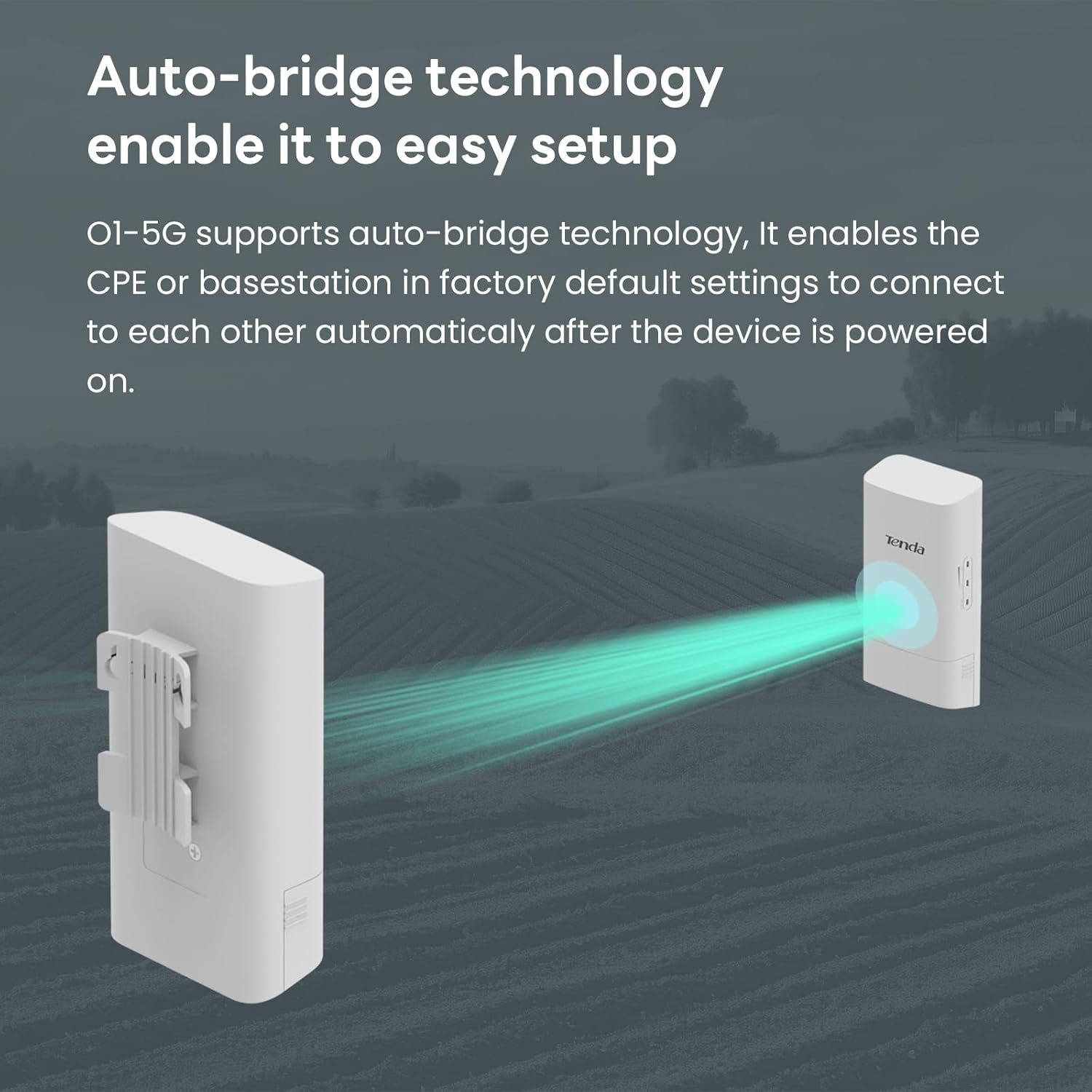 Tenda O1-5G 5.8GHz 867Mbps Outdoor Wireless Bridge, Point to Point Wi-Fi Bridge, 1KM Long Distance, Outdoor CPE with 2 * 9dBi Antenna, PTP/PTMP, IP65 Waterproof Enclosure