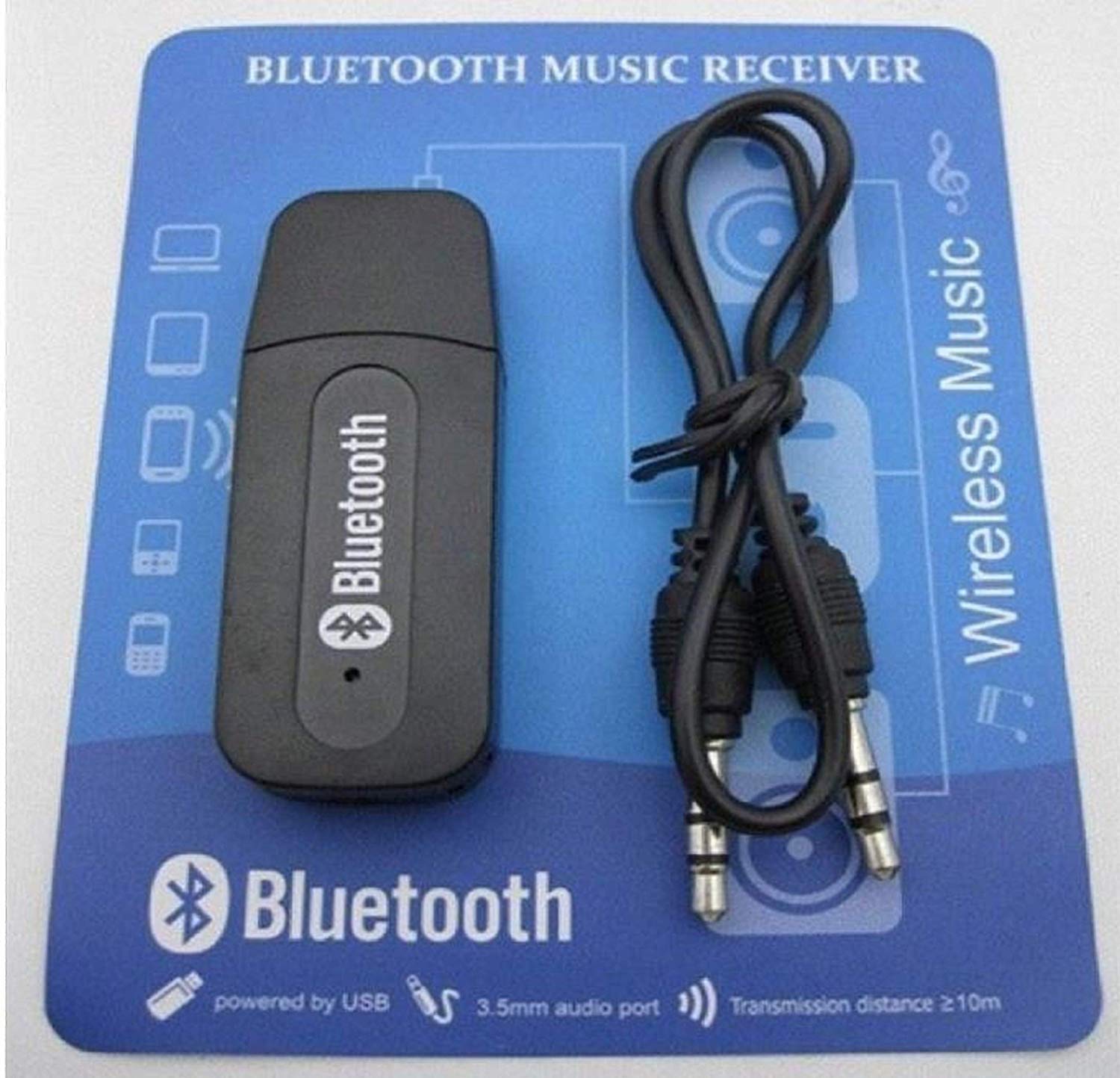 Bluetooth Adapter Audio Music Receiver with 3.5mm aux Cable Compatible with Car Media Player and Convert Old Speakers into Wireless