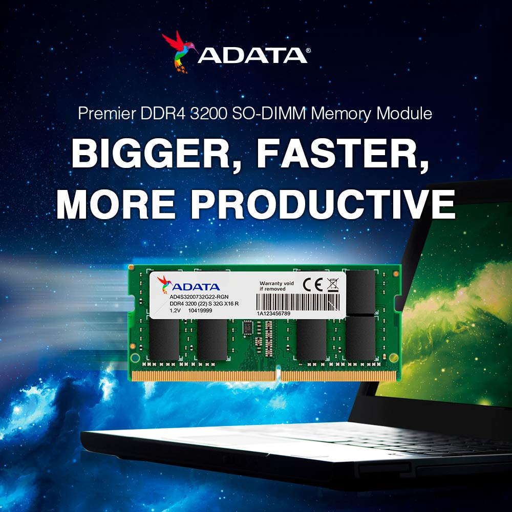 ADATA Premier (SO-DIMM) DDR4 Laptop Memory, Single RAM Module, Supports Intel & AMD CPUs, XMP Profile Support, Fast Data Transfer, Enhanced Efficiency, Without Heat Sink