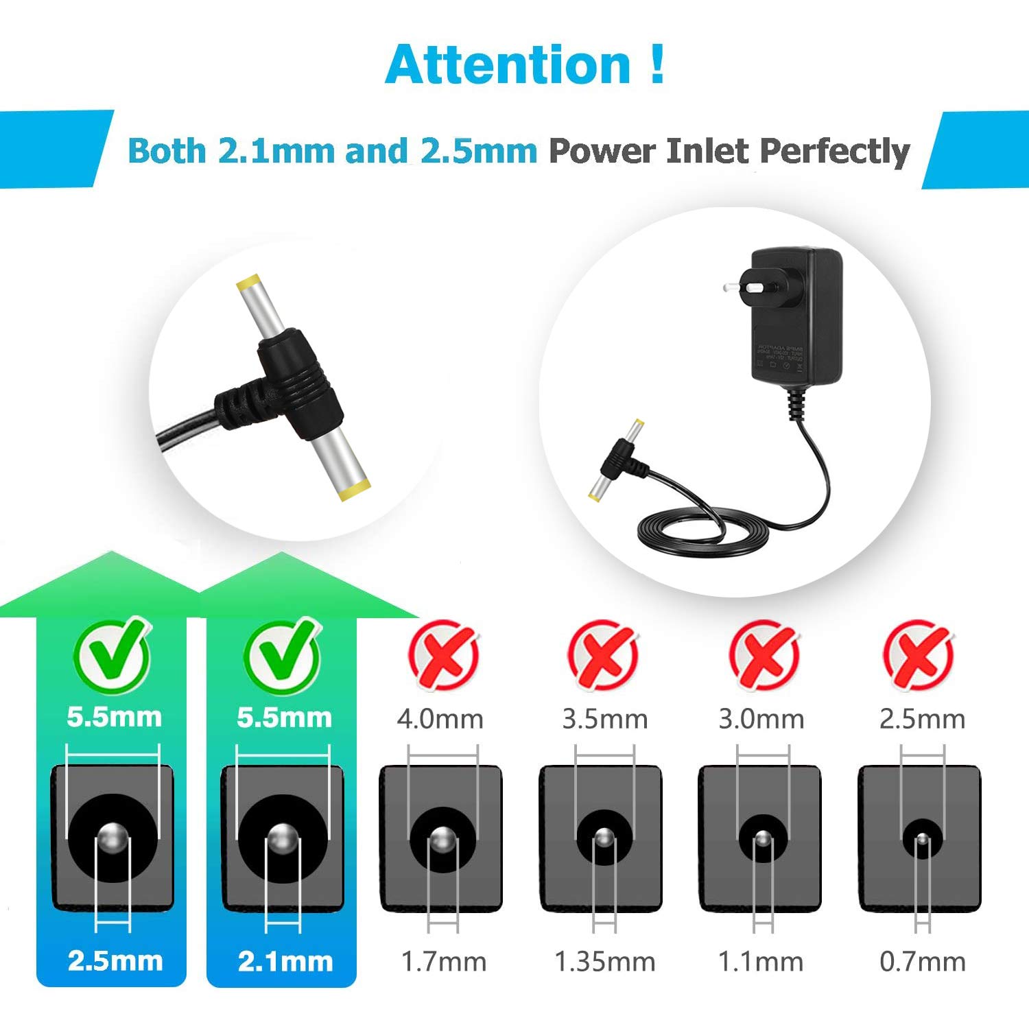 12V 2A DC Power Adapter, Power Supply AC Input 100-300 V for Set Top Box, DTH Box, CCTV System, Router, LED Light Strip, Other Electronics & IT Gadgets