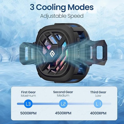 Portronics Cool XG Instant Magnetic Mobile Cooler With Adhesive Metal Plate, Radiator Cooling, 3 Chill Mode, Temperature Display, Gaming Fan, Refrigeration Chip,Compatible With Android & iphone(Black)