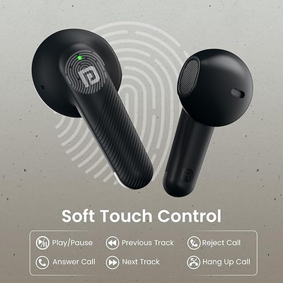 Portronics Harmonics Twins S18 in Ear TWS Earbuds with 30H Playtime, in Built HD Mic, Game/Music Mode, 13mm Dynamic Driver, Low Latency, Touch Control, Type C Fast Charging, Light Weight