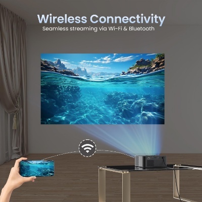 Portronics Beem 510 Smart Projector with 4K Support & 1080p FHD Native, Streaming Apps, 5300 Lumens, Auto Focus & Keystoning, Bluetooth, Wi-fi, 5W Speaker