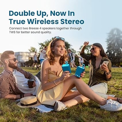 Portronics Breeze 4 Portable 5W Bluetooth Speaker with Mic, TWS Connectivity, IPX6 Water Resistant, Bluetooth 5.3v, 8Hrs Playback, Type C Charging(Blue)