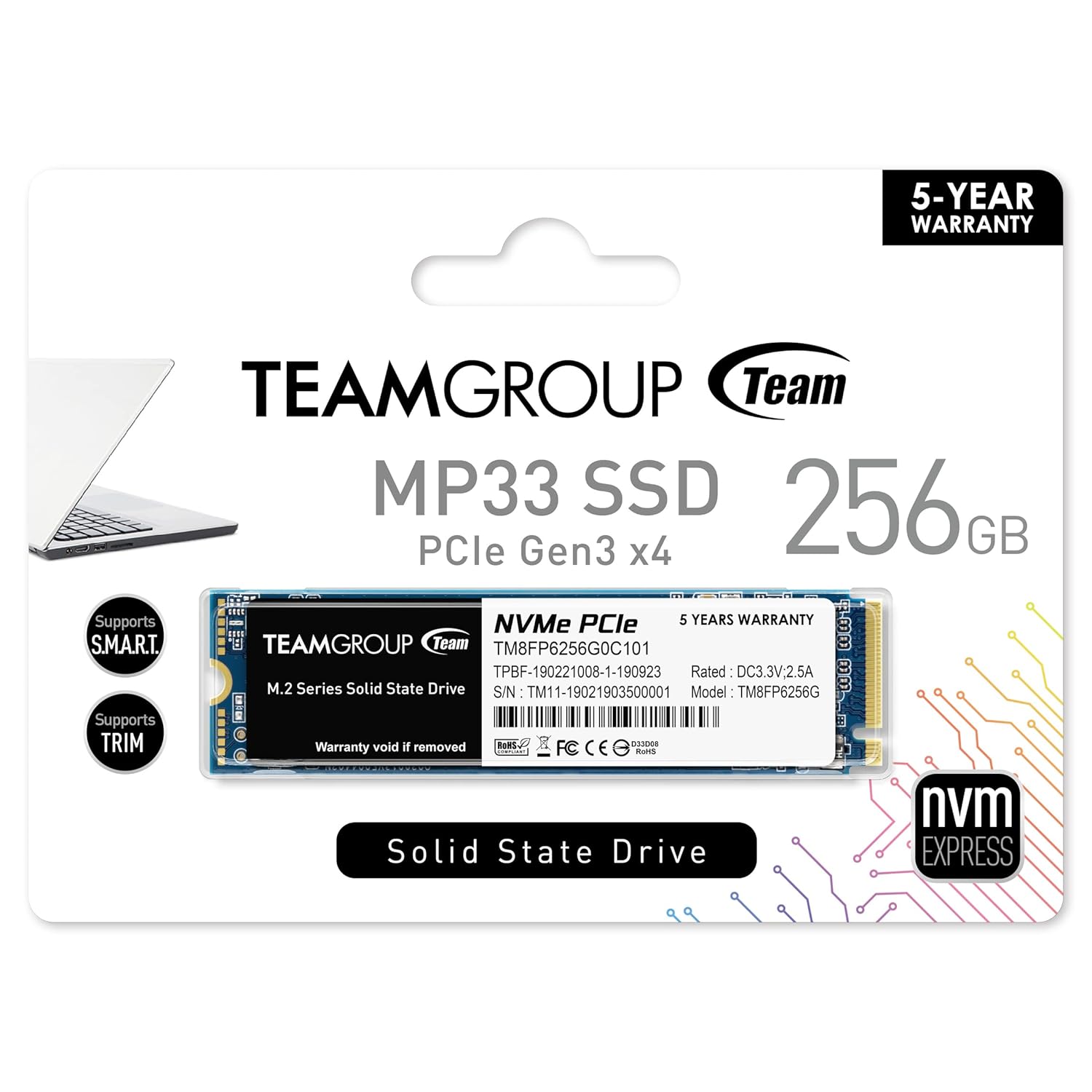 TeamGroup Nvme M.2 2280 Pcie Gen 3 Gaming SSD, 3D NAND TLC, SLC Cache, Internal Solid State Drive , High Performance, Low Latency, ECC Function, for PC & Laptop suggest title