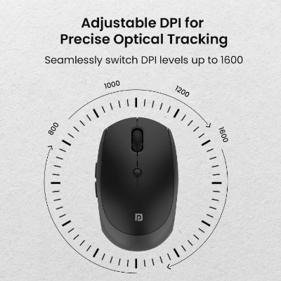 Portronics Toad 30 Wireless Mouse with 2.4 GHz Connectivity, USB Receiver, 6 Buttons, Adjustable DPI, Silicon Grip & Ergonomic Design for PC, Laptop, Mac