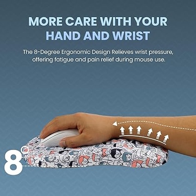 Portronics Comfipad Wrist Rest Mouse Pad with Soft Foam Cushion, Ergonomic Design, Wrist Support, Pain Relief, Non-Slip Base, Mousepad for Gaming, Laptop, PC, Computer