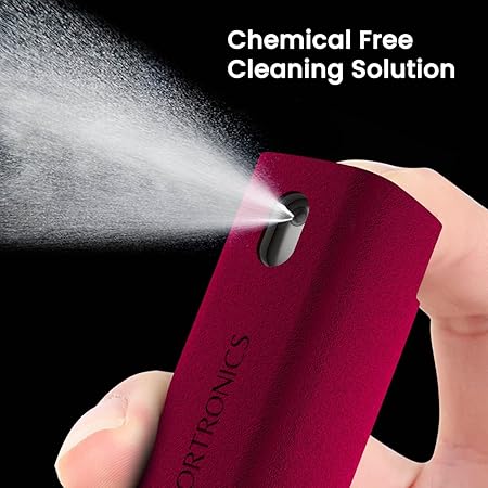 Portronics Swipe 2 Screen Cleaner & Duster with Refillable Spray Bottle, Plush Micro Fiber Duster, Chemical Free for Monitors & Laptop Screen, Smartphones & Tablets(Red)