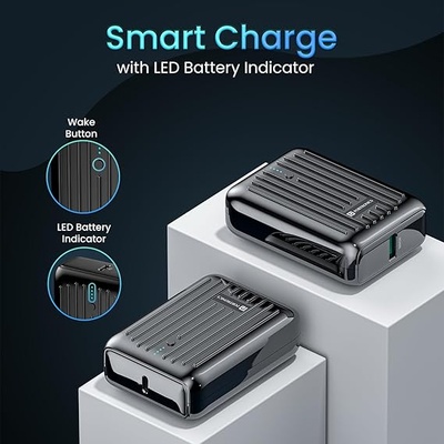 Portronics Zapcell 10k 10000mAh 22.5W Pocket Size Nano Powerbank with Compact & Light Weight Design,Type C PD Output/Input, USB-A Output,Power Delivery,Quick Charge for iPhone, Android,Other Devices